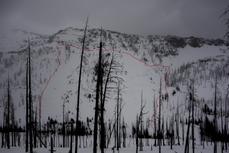 Natural avalanche in Sheep Creek near Cooke